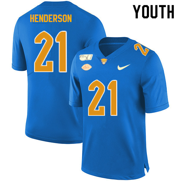 2019 Youth #21 Malik Henderson Pitt Panthers College Football Jerseys Sale-Royal - Click Image to Close